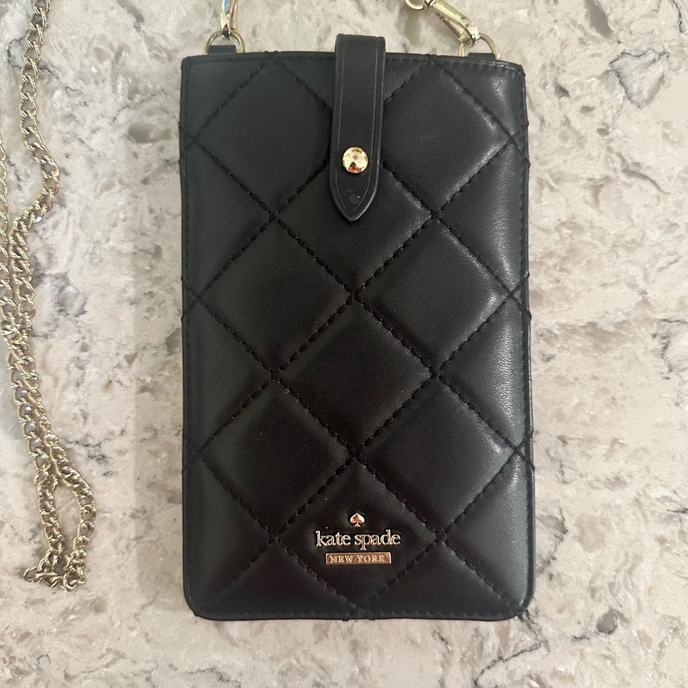 Kate Spade Black Quilted Phone Crossbody
